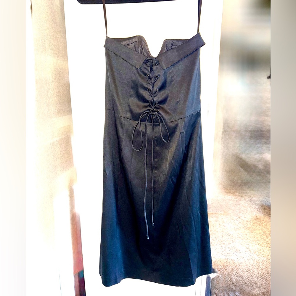 White House Black Market Black Satin Mini Dress
